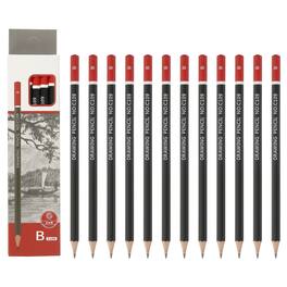 Unique Bargains - 24pcs B Drawing Pencils Hexagonal Pre-sharpened for Sketching Writing Art Artists Beginners - Red/Black