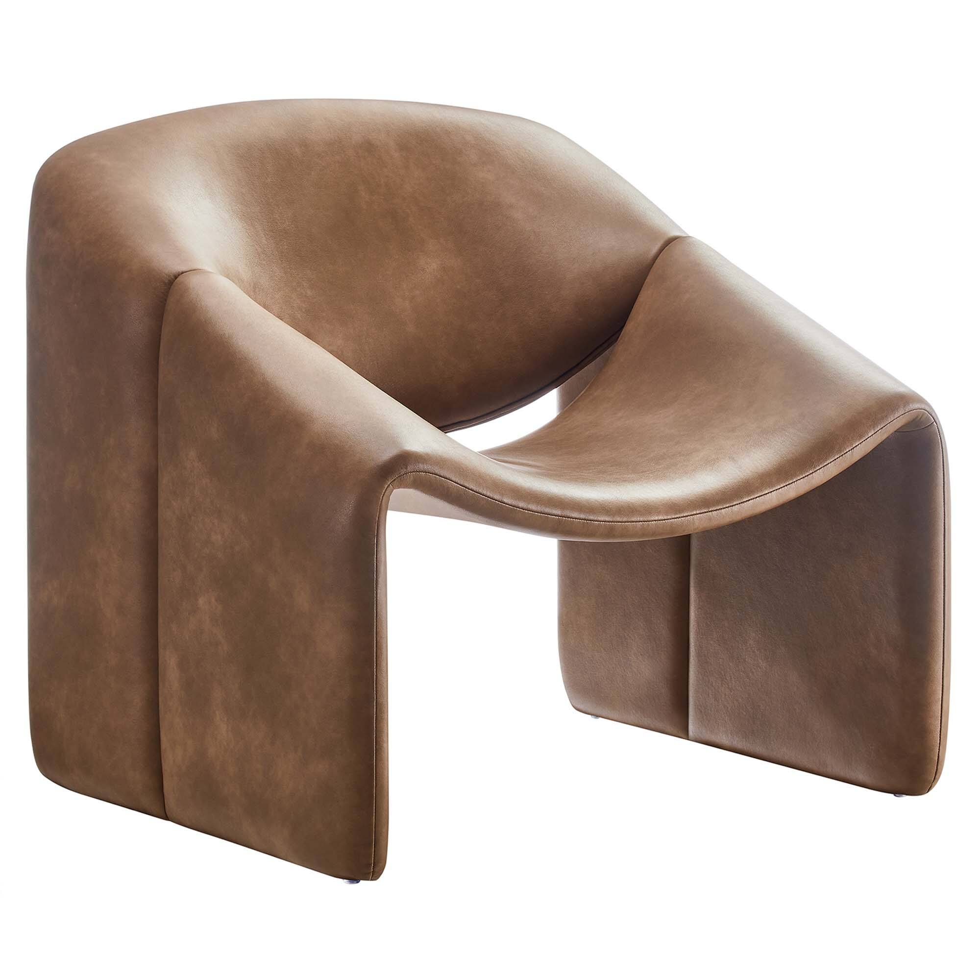 Angle. Modway - Vivi Vegan Leather Accent Chair by Modway - Brown.