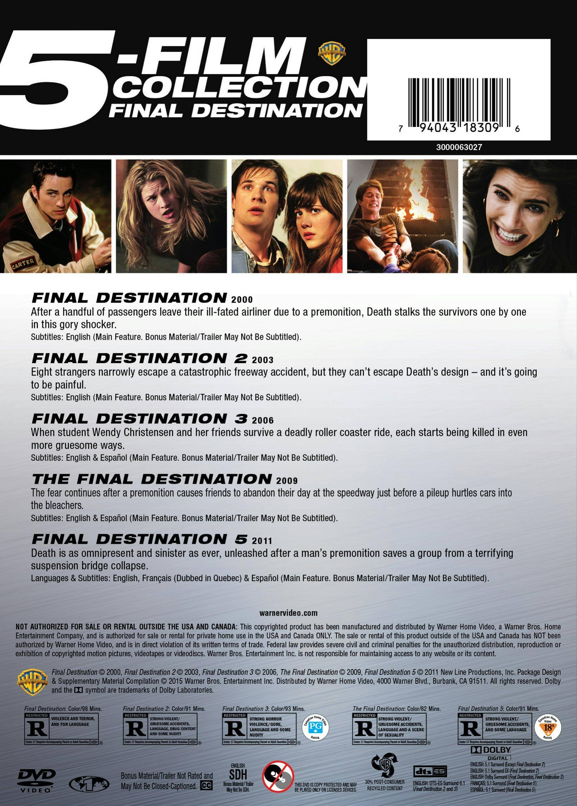 Back. Final Destination 5-film Collection (Box Set) [DVD].