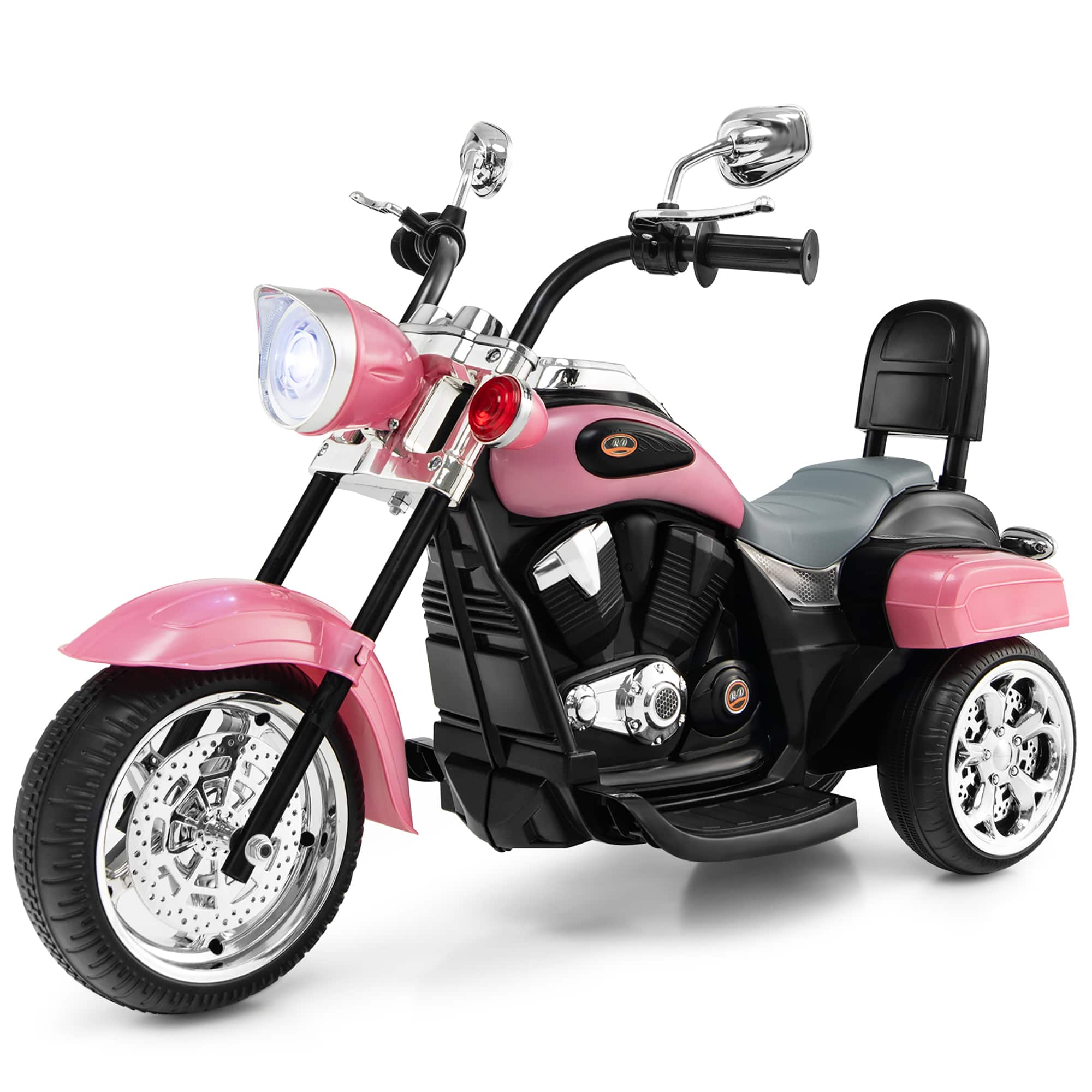 Front. Costway - Costway 6V Kids Ride on Chopper Motorcycle 3 Wheel Trike with Headlight and Horn - Pink.