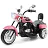 Costway - 6V Kids Ride on Chopper Motorcycle 3 Wheel Trike with Headlight and Horn - Pink