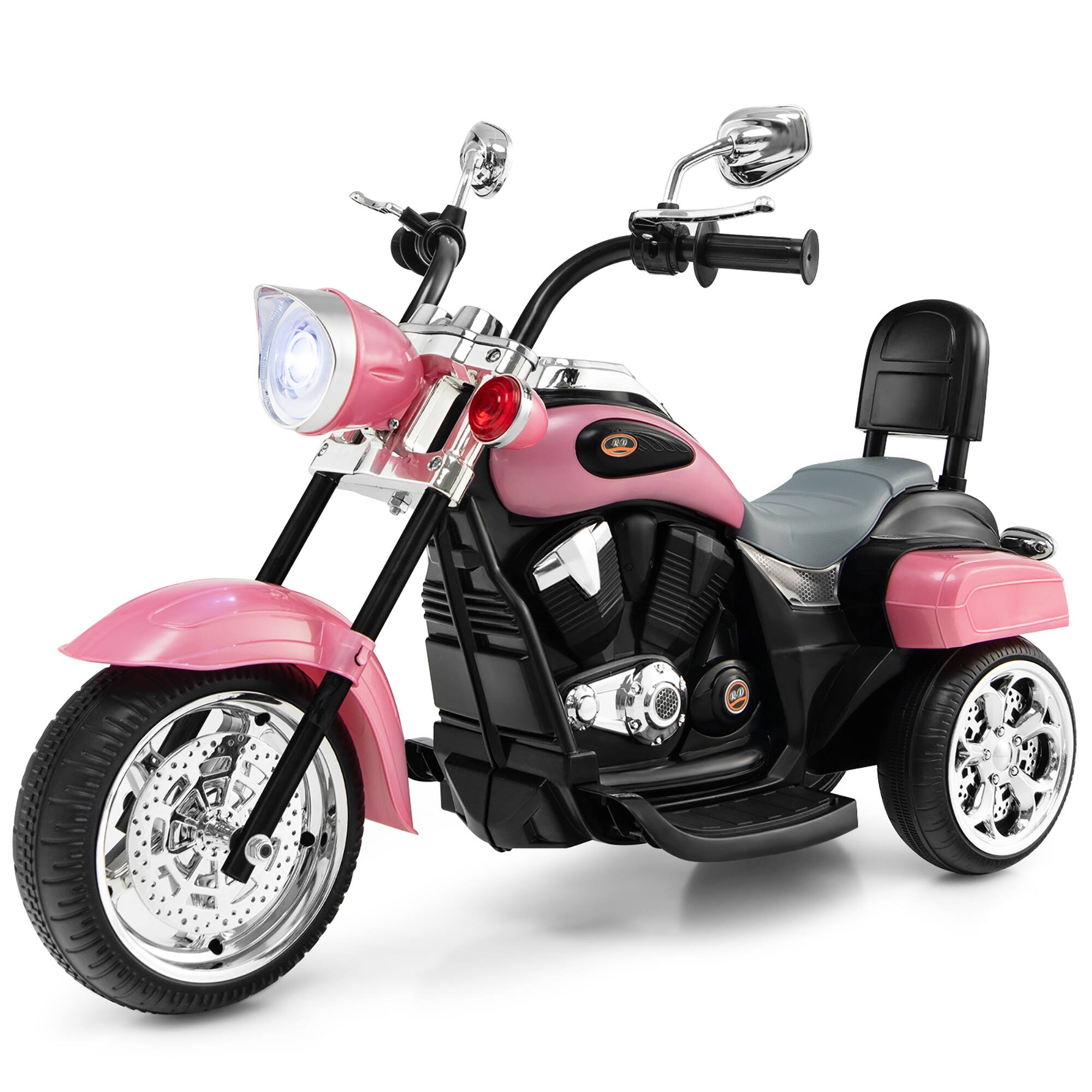 Front. Costway - Costway 6V Kids Ride on Chopper Motorcycle 3 Wheel Trike with Headlight and Horn - Pink.