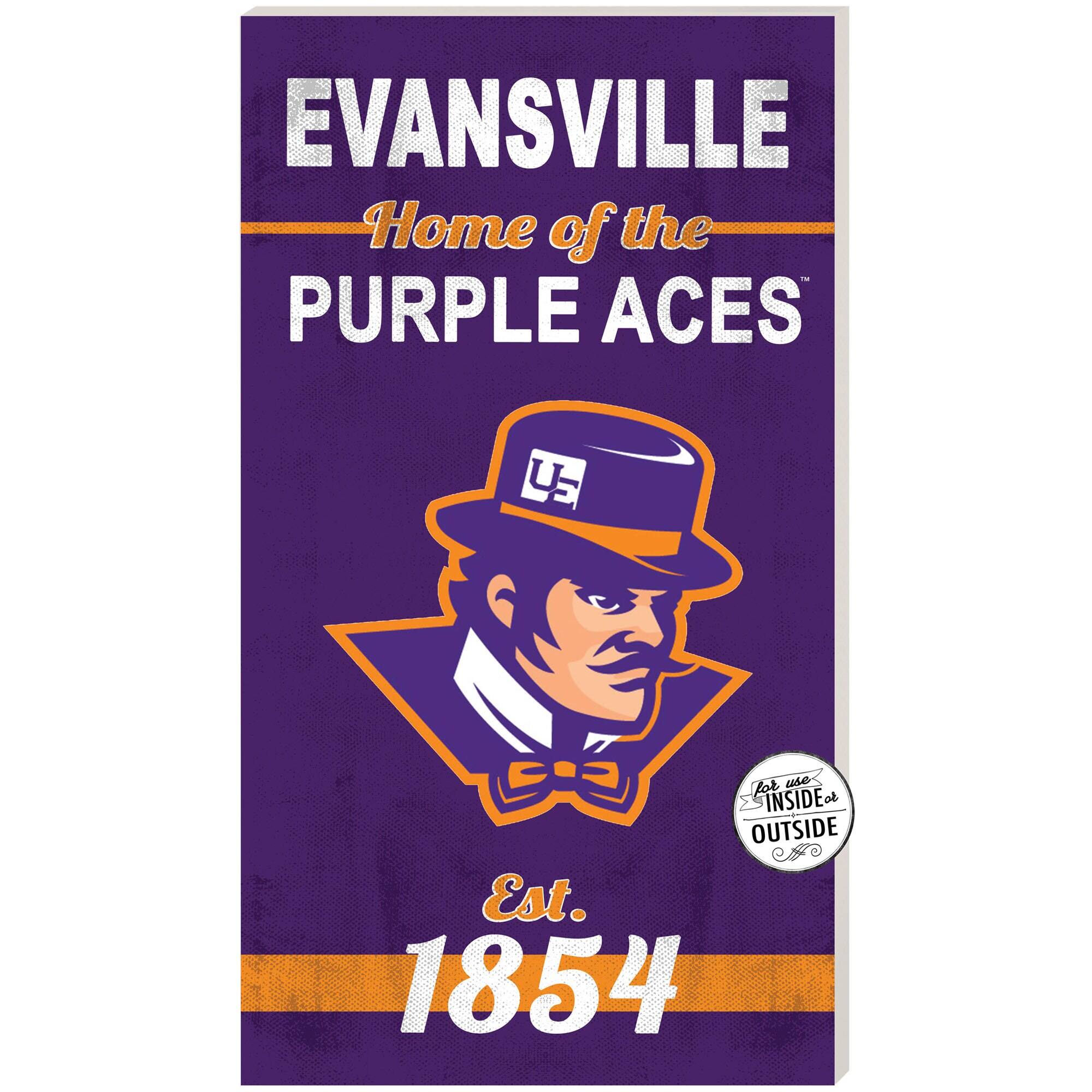 Evansville Purple Aces 11'' x 20'' Indoor/Outdoor Home Of The Sign