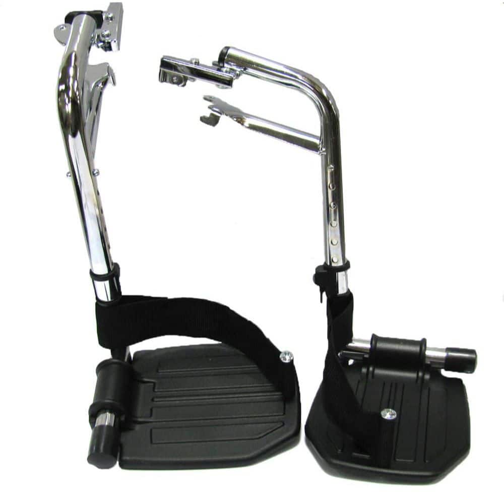 Invacare - Wheelchair Legrest with Heel Loops, Swing-Away Design & Flip-Up Aluminum Footplate - Black
