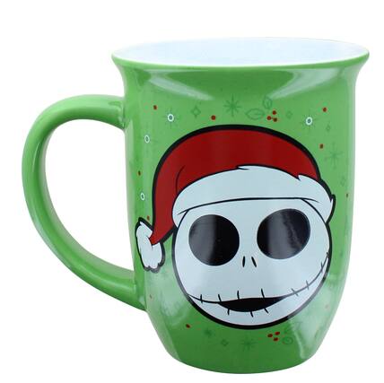 Front. Disney - Nightmare Before Christmas Santa Jack16 Ounce Wide Rim Ceramic Mug - Green.
