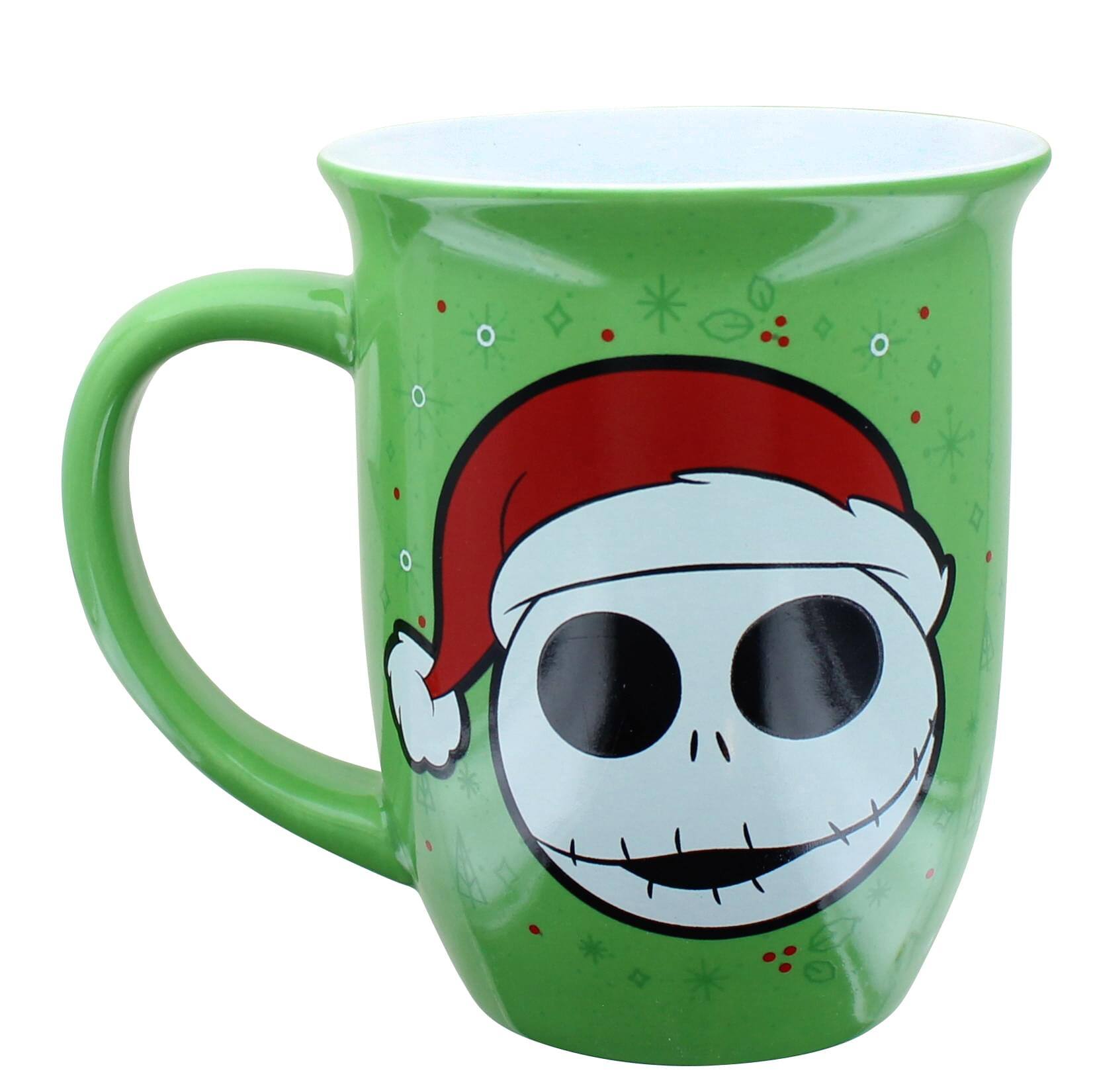 Front. Disney - Nightmare Before Christmas Santa Jack16 Ounce Wide Rim Ceramic Mug - Green.