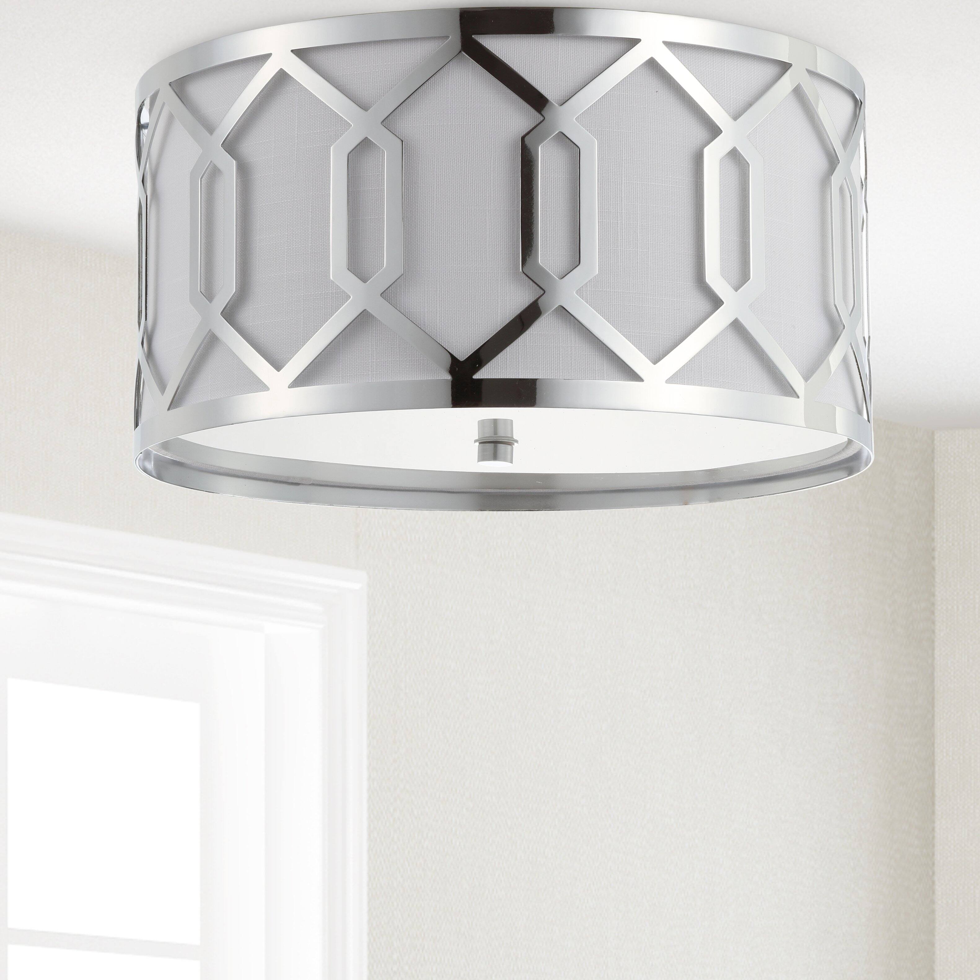 Alt View 6. Jonathan Y - Hex 3-Light 16.25" Metal LED Flush Mount, Chrome - Chrome.