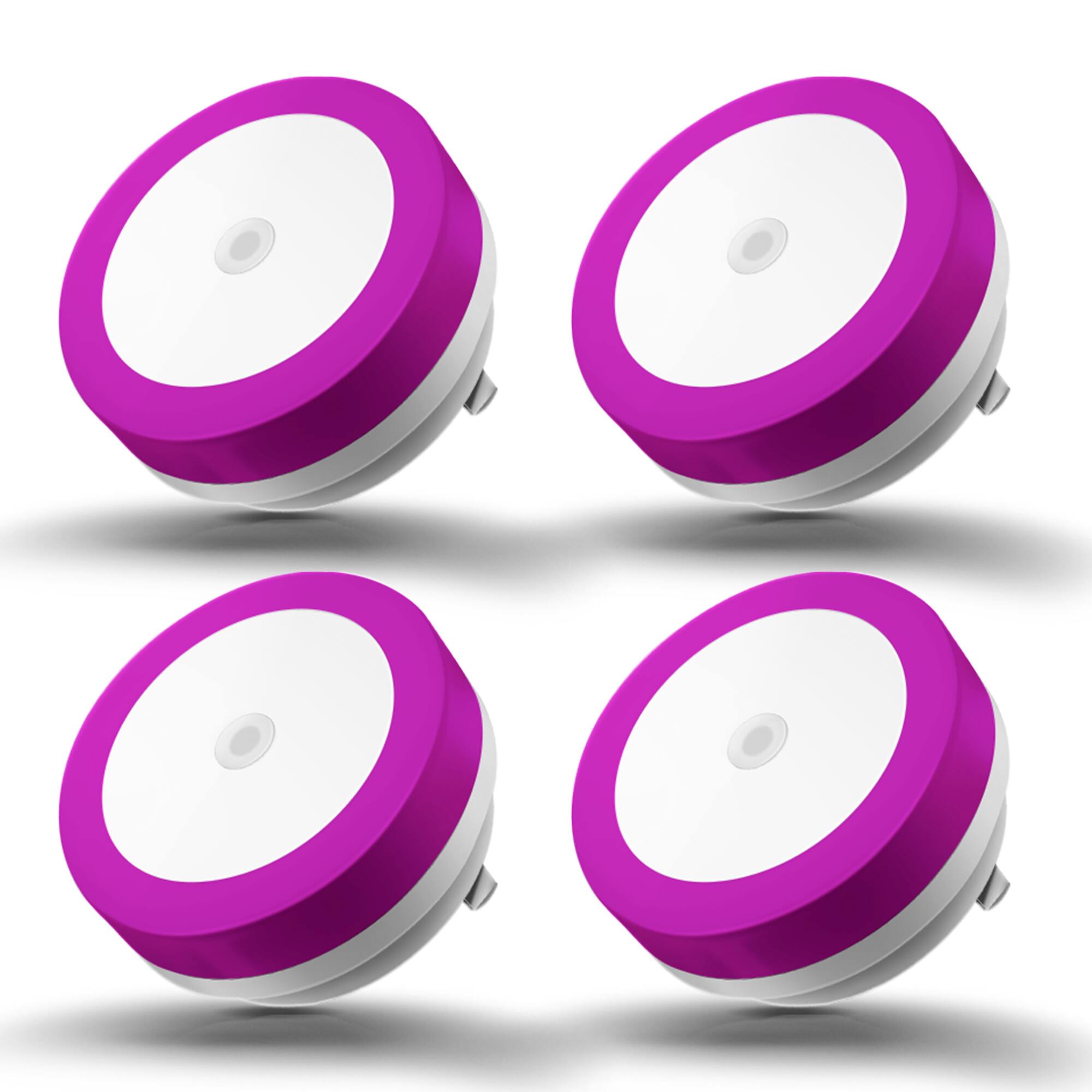 Front. Jandcase - JANDCASE 4-Pack 0.6W Plug-in Night Light, Purple Glow, Compact Design, Non-, Dusk-to-Dawn Auto Sensor - White.