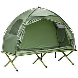 Outsunny - Camping Tent Cot, Single Person Folding Cot Combo, Off-Ground Tent, Covered Outdoor Bed with Carry Bag - Green