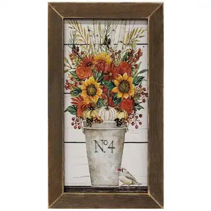 Front. BreeBe - Fall Arrangement Print Brown Stain Frame - Multicolor.