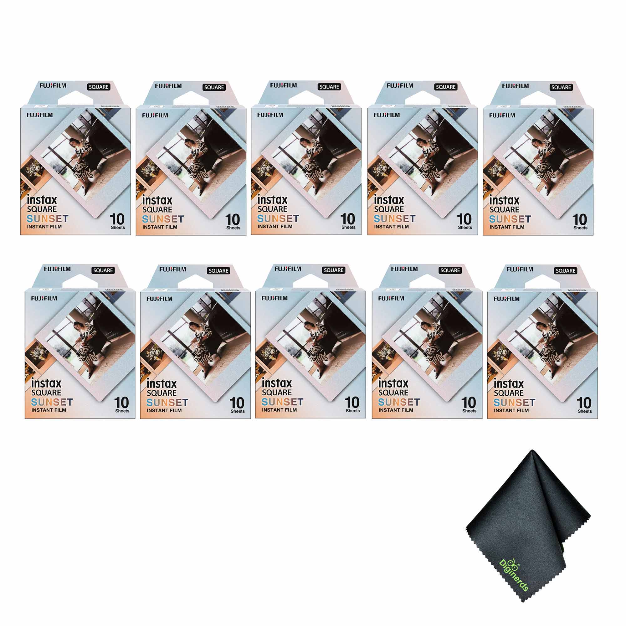 Fujifilm - 10xFUJIFILM INSTAX SQUARE Sunset Instant Film, Microfiber Cleaning Cloth, Bundle price history on PriceWatchPro
