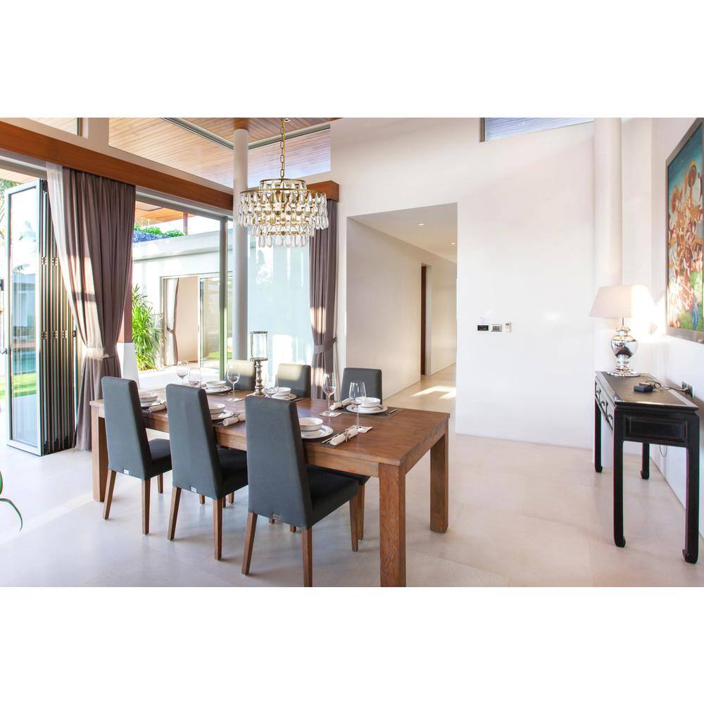 Left. Elegant Lighting - Mila 18 inch pendant in brass - Brass.