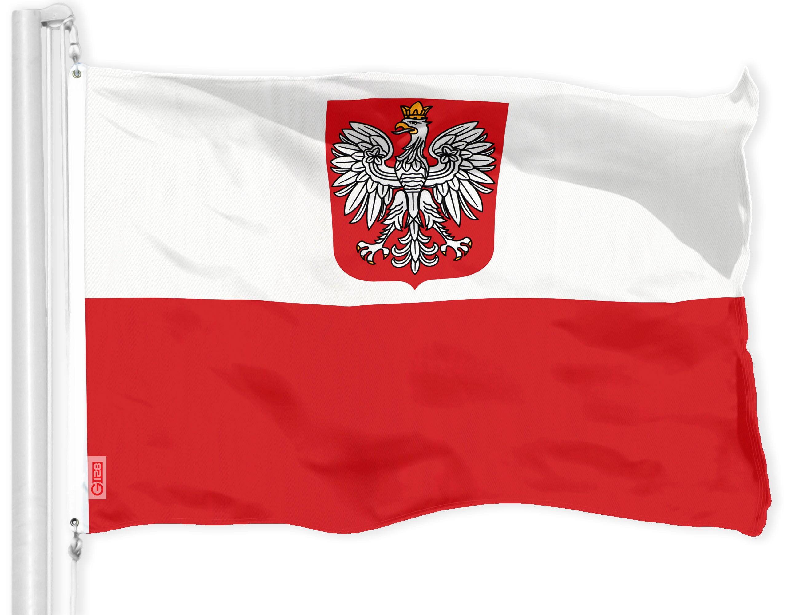 G128 - Poland Ensign Flag 3x5 ft 150D Polyester Brass Grommets Indoor/Outdoor - Assorted Colors