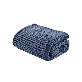 Gracie Mills - Huffman Artisan Double-Knit Throw - Indigo