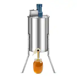 VEVOR - Electric Honey Extractor, 3 Frame Honey Spinner with Transparent Lid, 140W Stainless Steel Honeycomb Drum Spinner - Silver