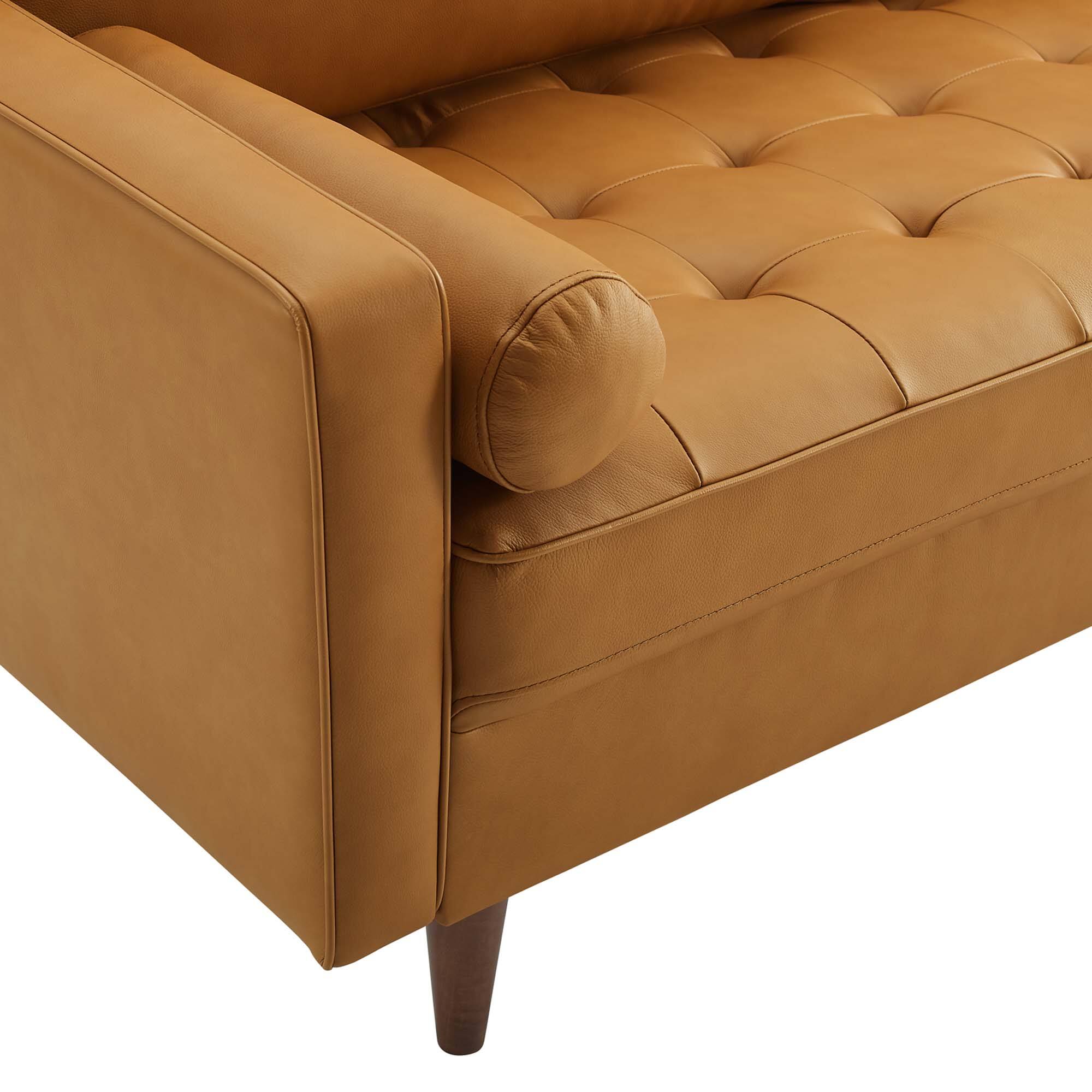 Alt View 5. Modway - Valour Leather Sofa by Modway - Tan.