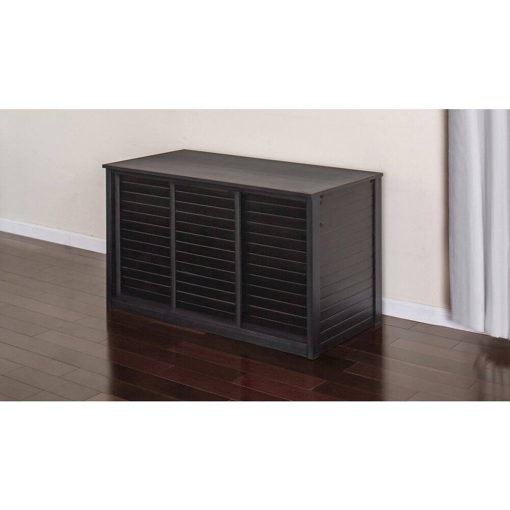 Angle. New Age Pet - ECOFLEX 48" Versa Stand in Black - Black.