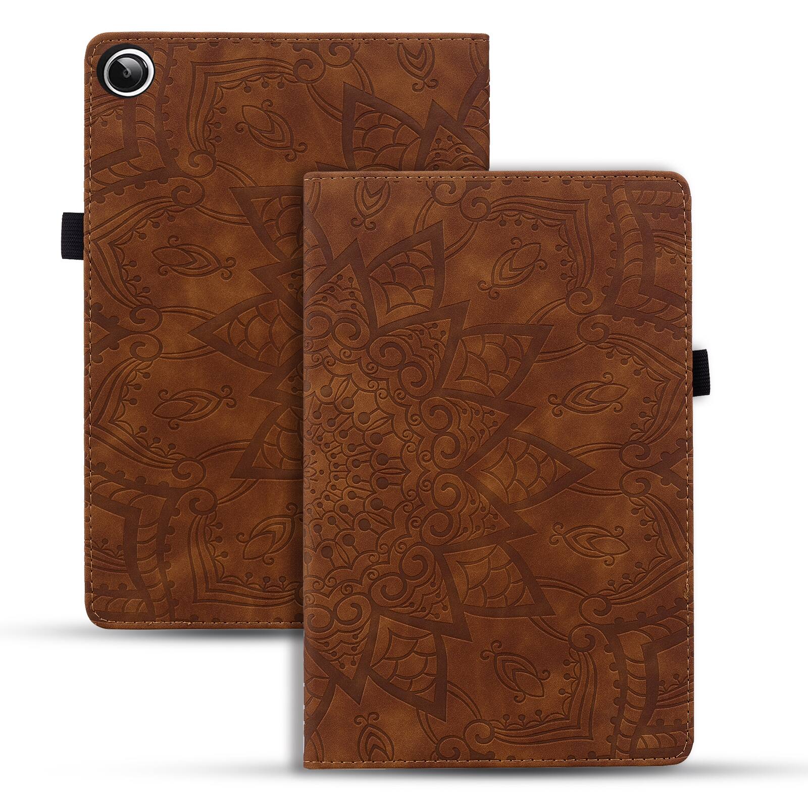 Dteck - Case for Samsung Galaxy Tab A11+/A11 Plus SM-X230 & Tab A9+/A9 Plus SM-X210,Shockproof Embossed PU Leather Folio Cover - Brown