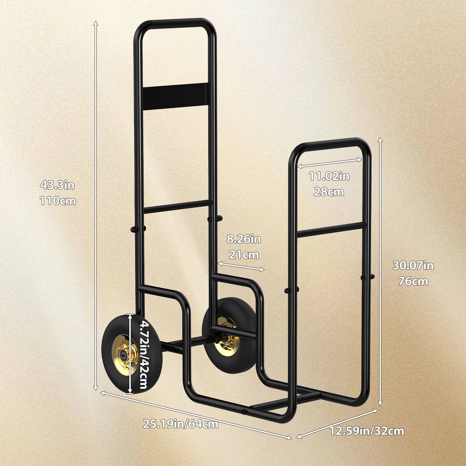 43.3in/110cm  
11.02in/28cm  
8.26in/21cm  
4.72in/42cm  
25.19in/64cm  
30.07in/76cm  
12.59in/32cm