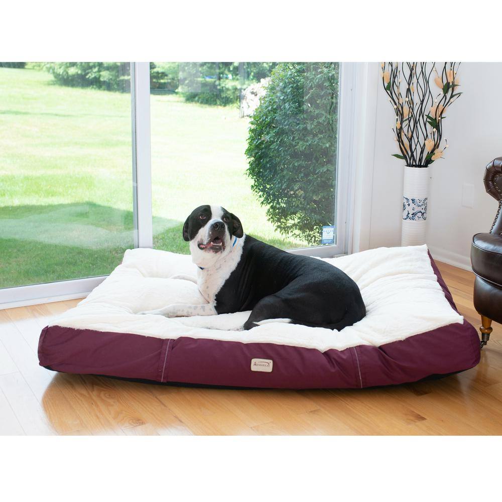 Alt View 6. Armarkat - Extra Large Pet Bed Mat With Poly Fill Cushion In Burgundy and Ivory - White.