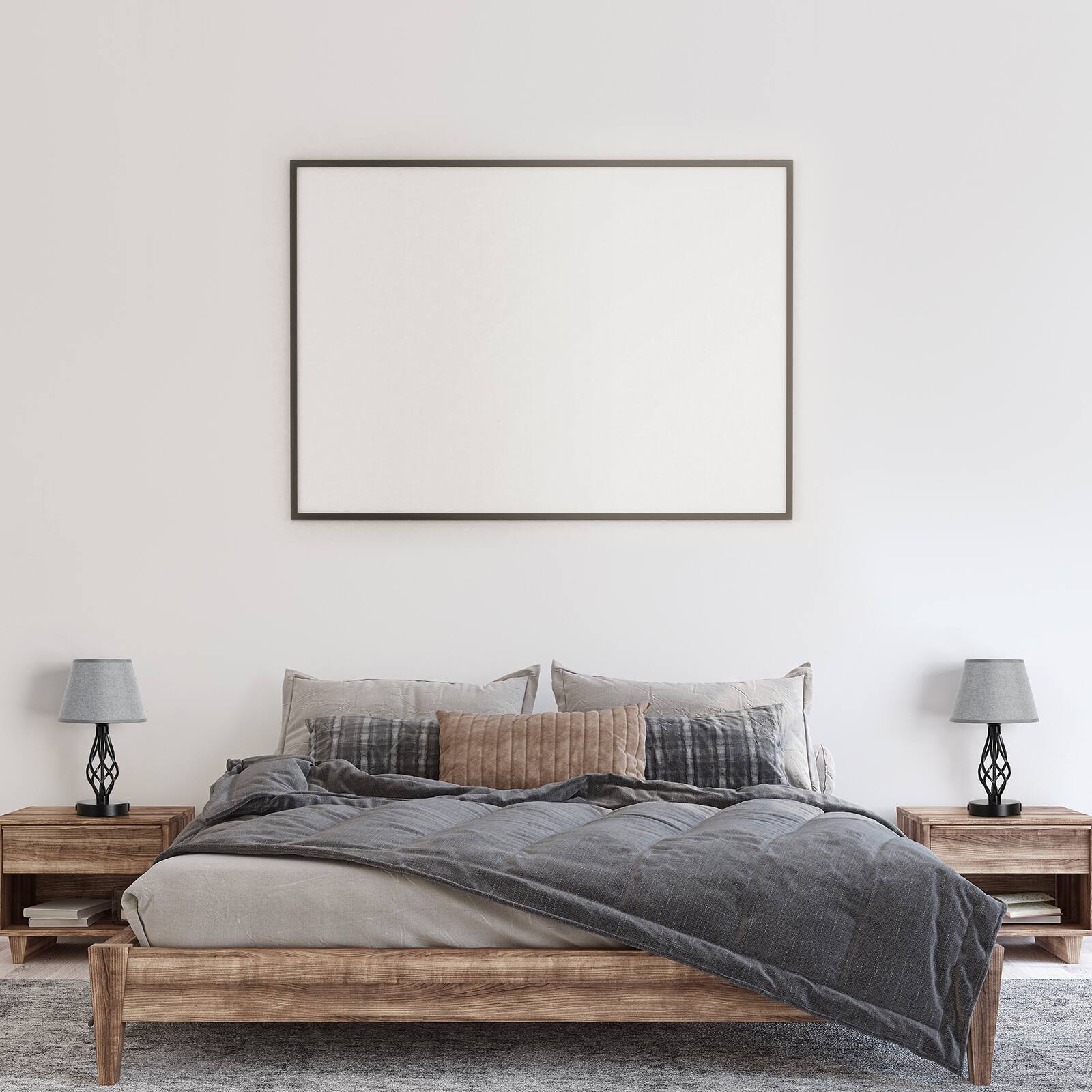 Alt View 3. Oumilen - Twisted Iron Base Table Lamp with USB & AC Ports Grey Shade.