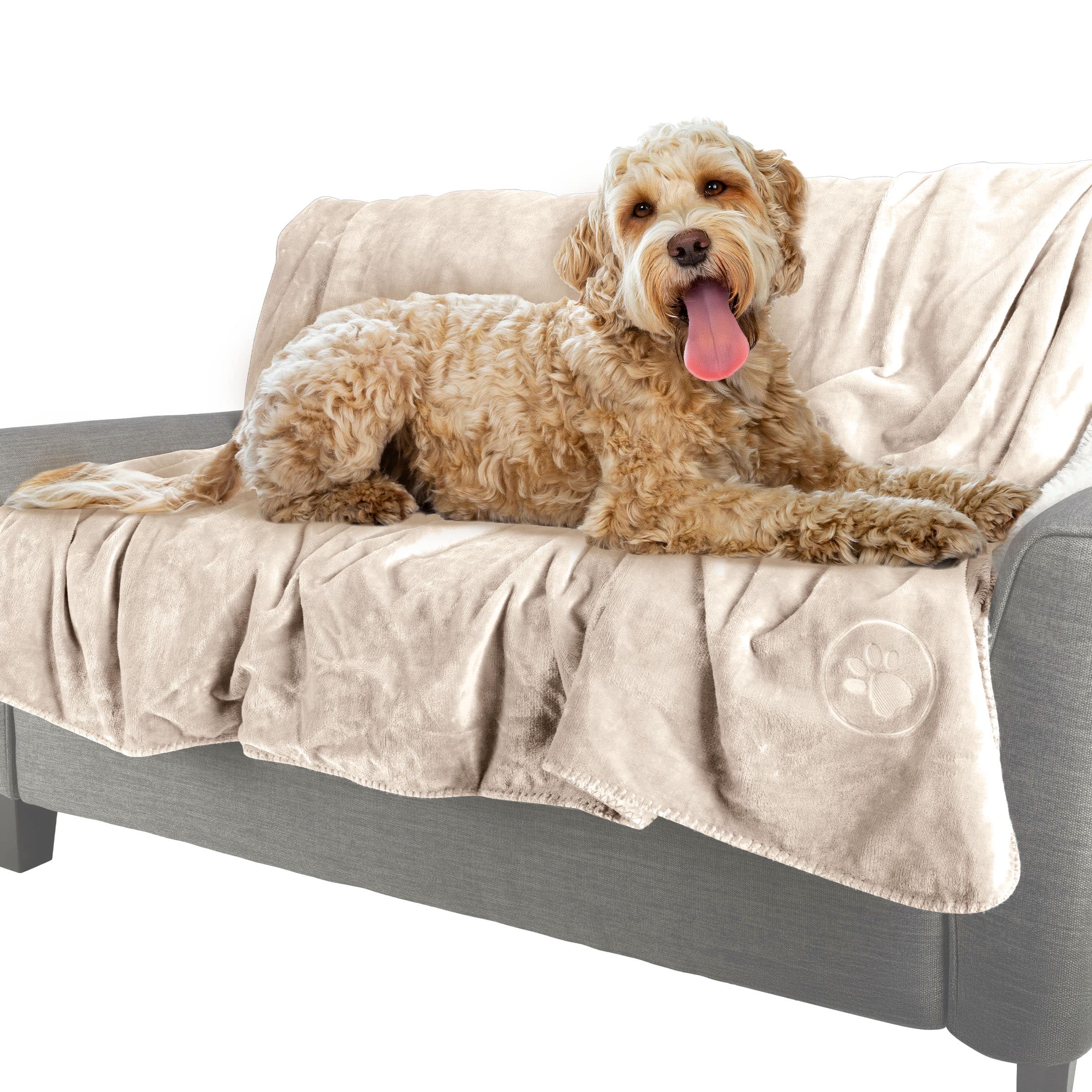 PetMaker - Dog Blanket 60x70in Sherpa Blanket Throw Blankets for Bed, Couch, Crate, or Car Machine Washable Puppy Essentials - Cream