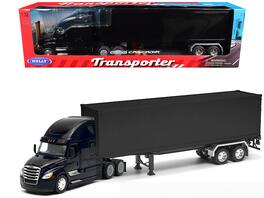 Freightliner Cascadia Truck with Plain Box Trailer 1/32 Diecast Model by Welly - Black