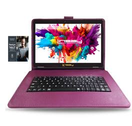 LINSAY - 10.1"Octa Core 128GB Storage Android 15 Tablet with Style Keyboard Premium TABLET Variety Applications - Purple