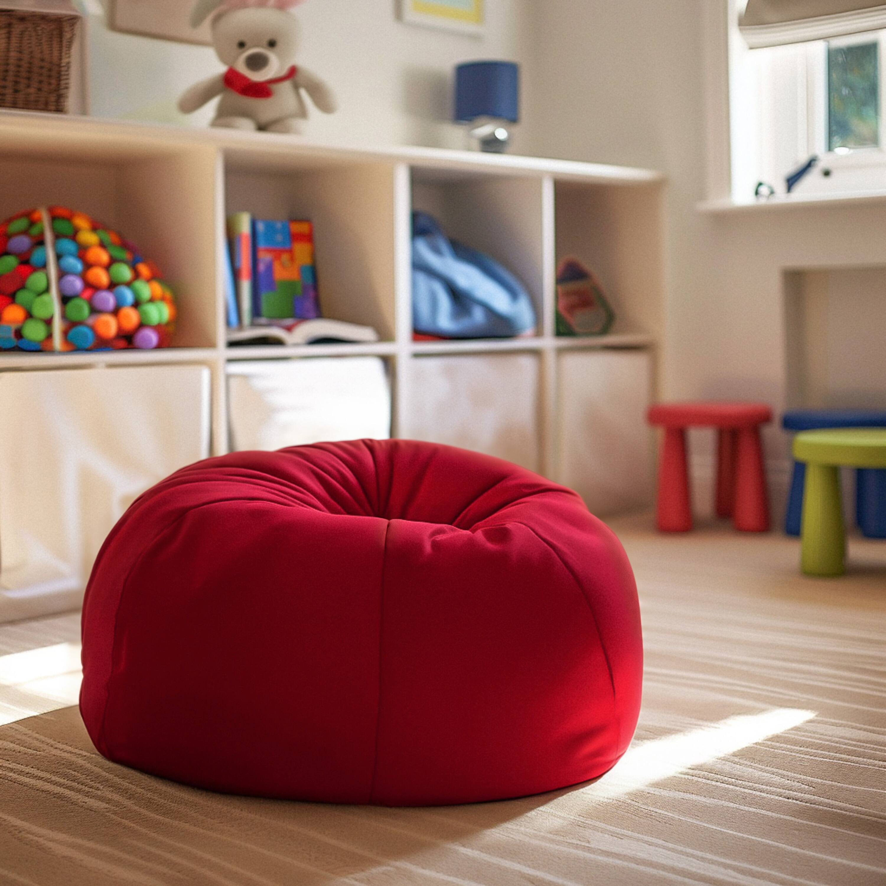Alt View 1. Emma + Oliver - Small Bean Bag Chair for Kids and Teens - Red.
