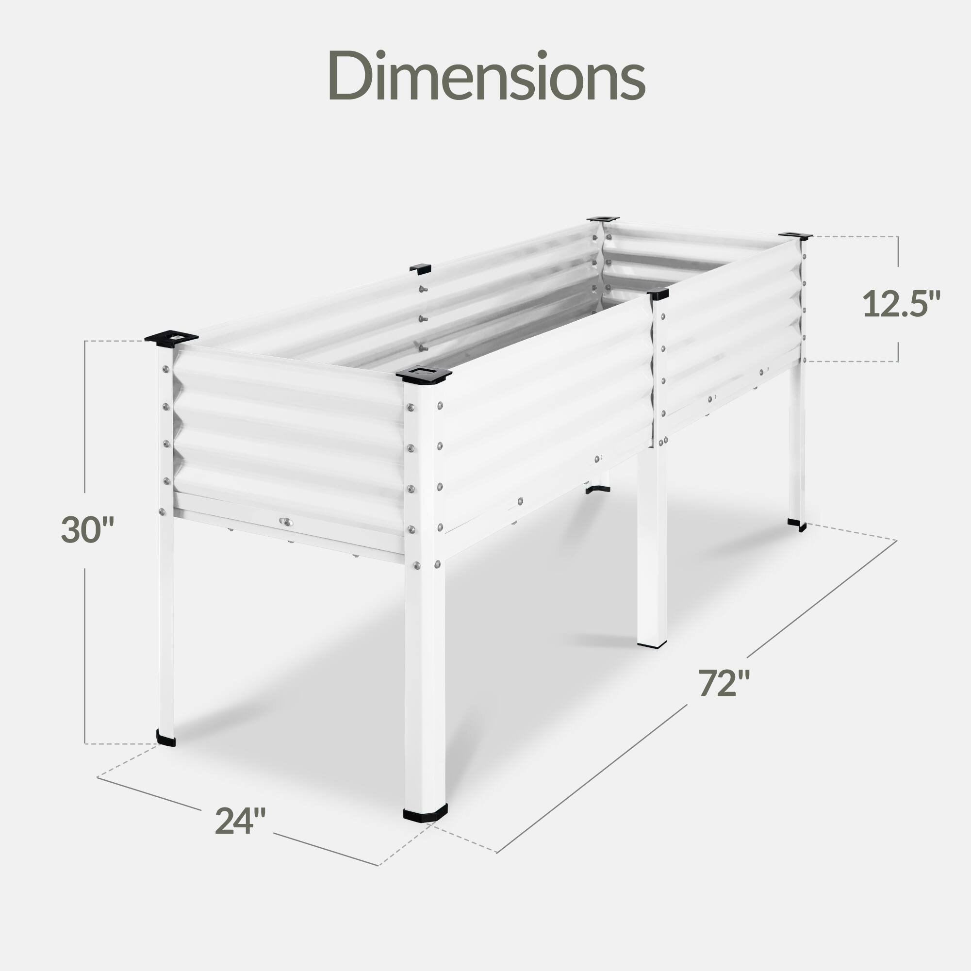 Dimensions: 12.5" x 30" x 72" x 24"
