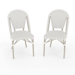 Martha Stewart - Lily Pond 2PK All-Weather Stackable Patio Bistro Dining Chairs - Gray & White/Gray Frame