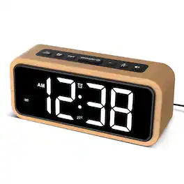 Dazzed Corner - Wooden Alarm Clock, Loud Digital Plug-in Clock - Wood