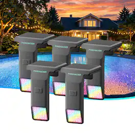 POOLHACKER - 5 Pack Solar Pool Lights, 10-Color 4-Mode Submersible LED Lights with Timer & Remote for Inground&Above Ground Pool