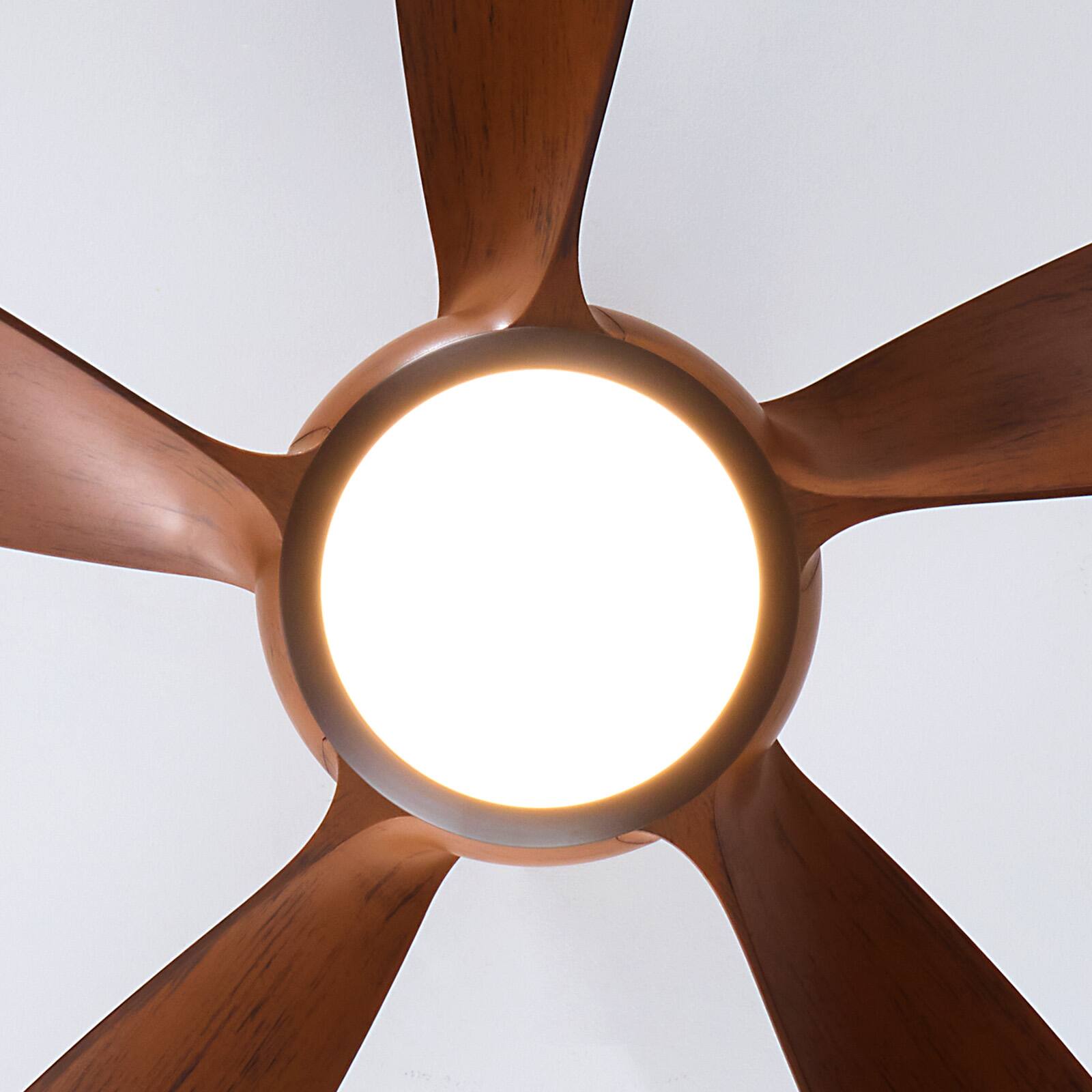 Alt View 8. Siljoy - 54-inch Dark Brown Wood Grain Ceiling Fan with Light & Remote 5-Blade Modern Indoor Fan - Brown.