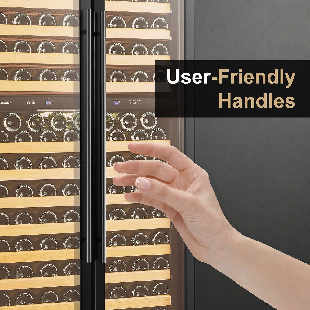 Alt View 15. LanboPro - 32 Inch 255 Bottle Dual Zone Wine Cooler Fridge with Huge Capacity and Fridge with Removable Shelves - Black.