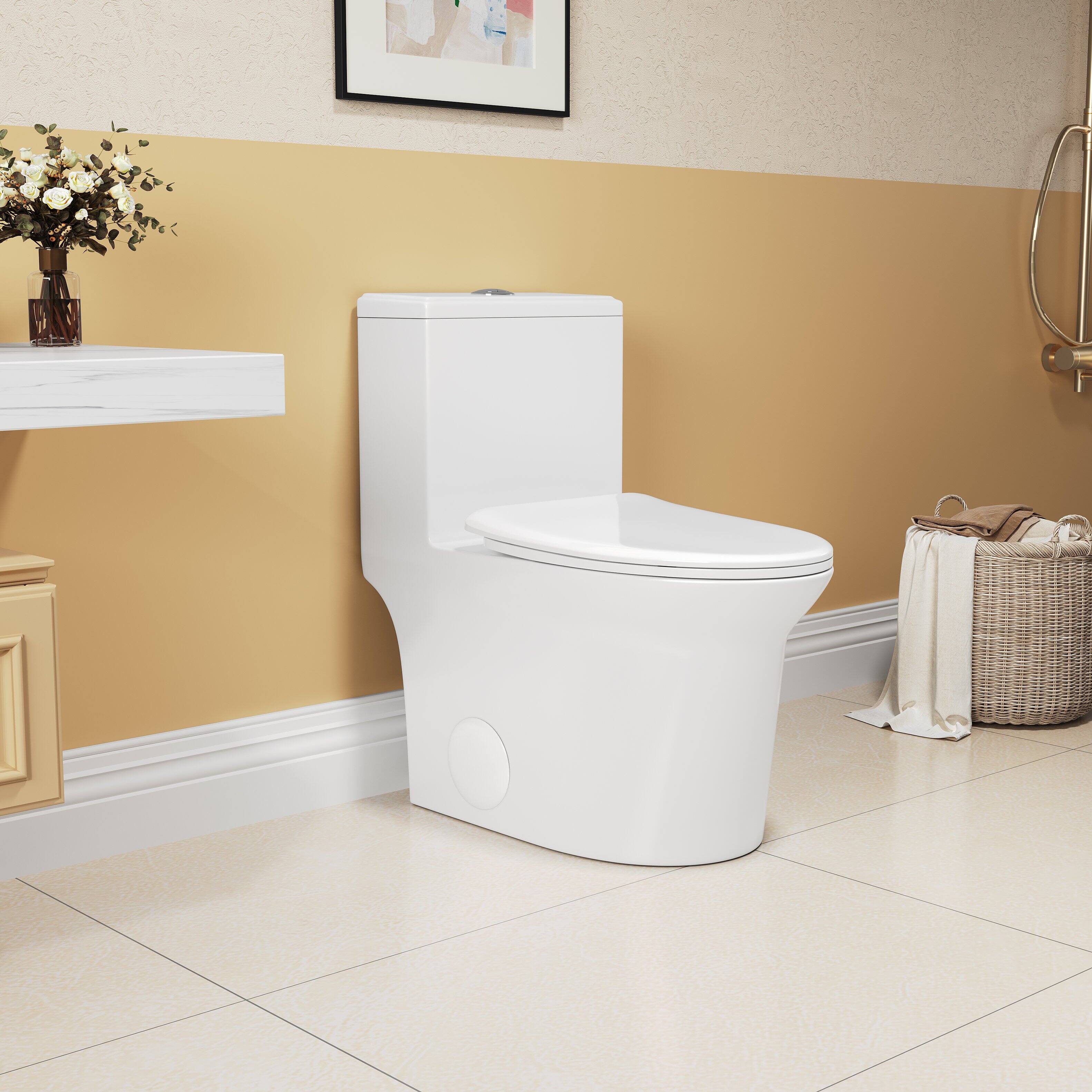 Alt View 1. Loheer - Loheer Elongated One Piece Toilet, Comfort Height, Dual Flush, White Ceramic - White.
