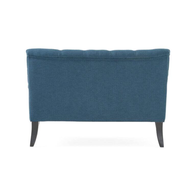 Alt View 2. Electra Tech Xpress - TUFTED BACKREST MID-CENTURY LOVESEAT SOFA - Dark Blue.