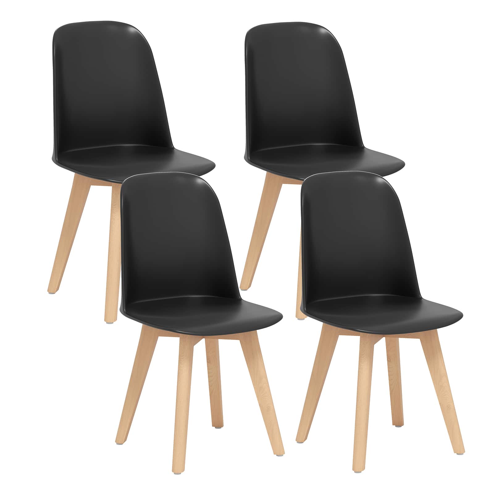 Gymax - Modern Dining Chairs Set of 4 Armless Kitchen Chairs 330 LBS Load Capacity - Black