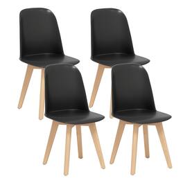 Gymax - Modern Dining Chairs Set of 4 Armless Kitchen Chairs 330 LBS Load Capacity - Black