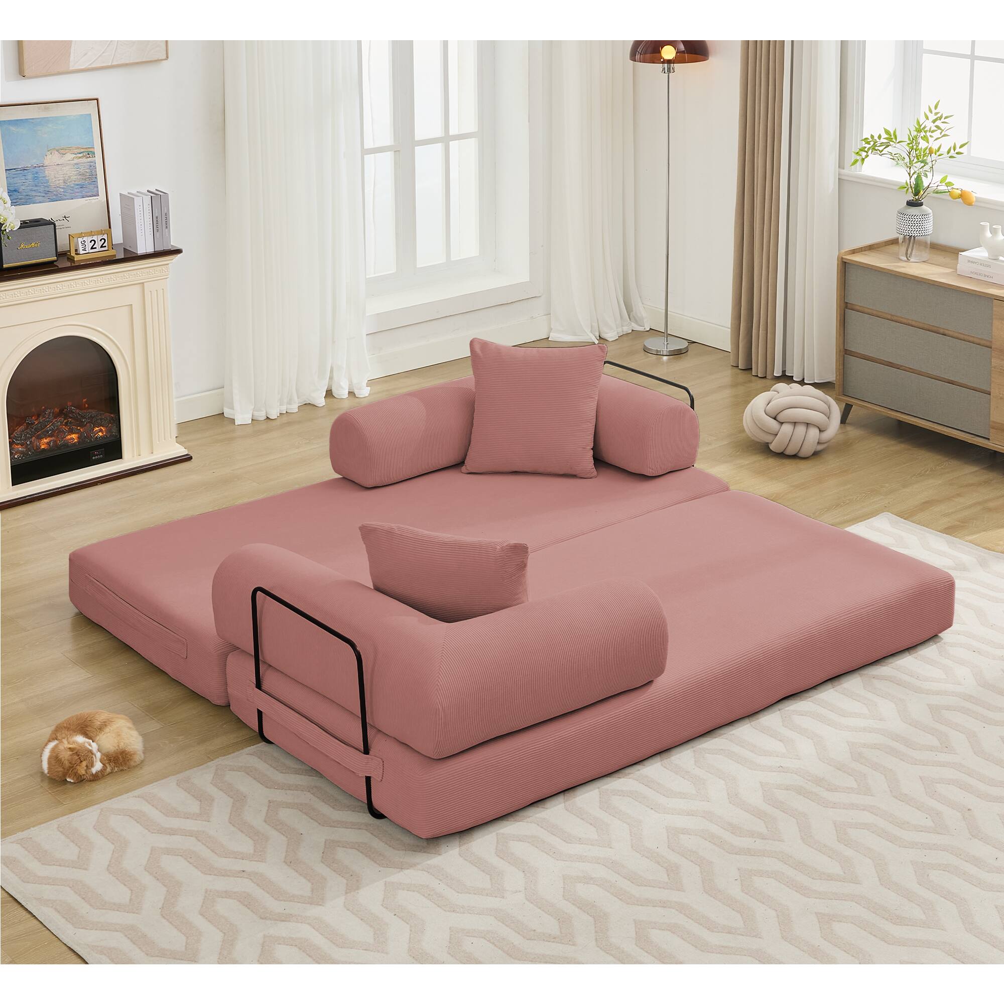 Alt View 2. Trinkets Crazed - Folding Convertible Out Sleeper Sofa Bed, 4-in-1 DIY Combination Convertible Sofa, Folding Sleeper Sofa - Pink.