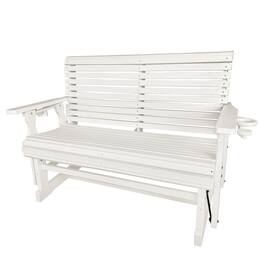 Fortune Candy - HDPE Patio Glider, Poly Lumber Weather-Resistant Outdoor Glider Bench, for Patio, Porch, Yard (2-Seat) - White