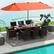 Alt View 1. Costway - 11 PCS Patio Wicker Dining Set with Double-Sided Outdoor Umbrella 8 Stackable Chairs - Orange + Mix Brown + Beige.