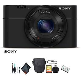 Sony - Cyber-Shot DSC-RX100 Camera DSCRX100/B with Soft Bag, 64GB Memory Card, Card Reader, Plus Essential Accessories
