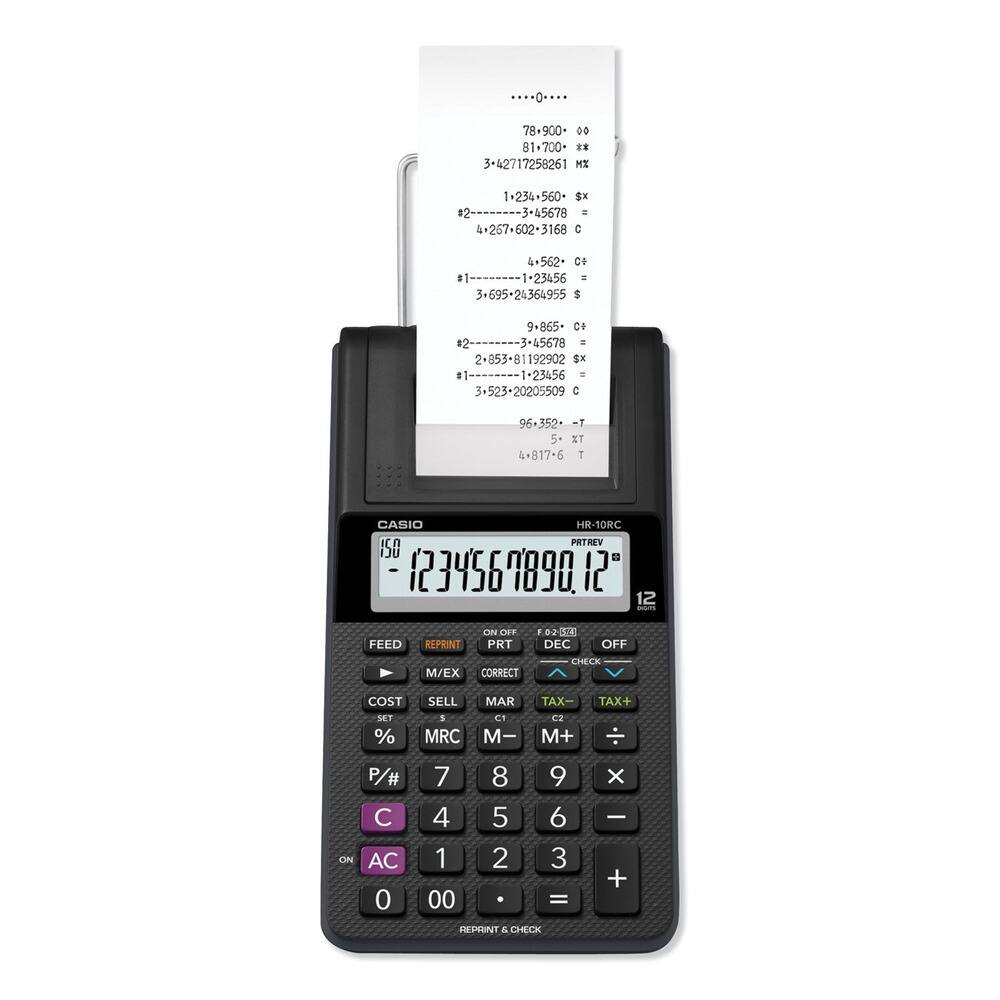 Casio - HR-10RC HR-10RC 1.6 Lines/Sec Handheld Portable Printing Calculator - Print - Black