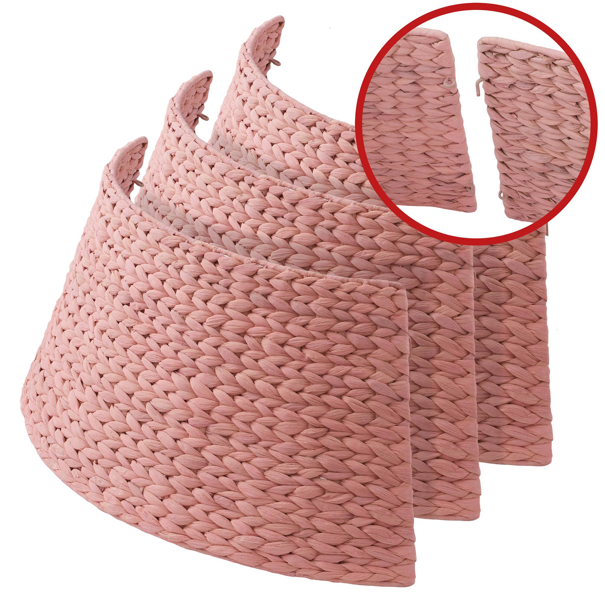 Alt View 4. Casafield - Water Hyacinth Christmas Tree Collar with Cord Cut Out - Pink.