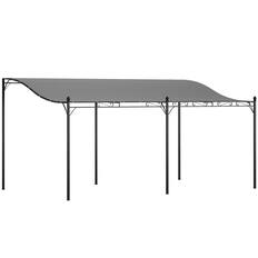Front. Outsunny - x 16' Wall-Mounted Outdoor Pergola Canopy, Metal Patio Canopy with Drainage Holes for Backyard Garden - Dark Gray.