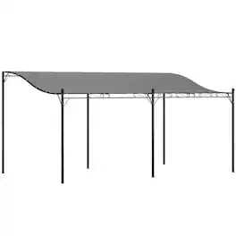Outsunny - 10' x 16' Outdoor Pergola Canopy, Wall-Mounted Metal Patio Canopy with Weather-Resistant Fabric - Dark Gray