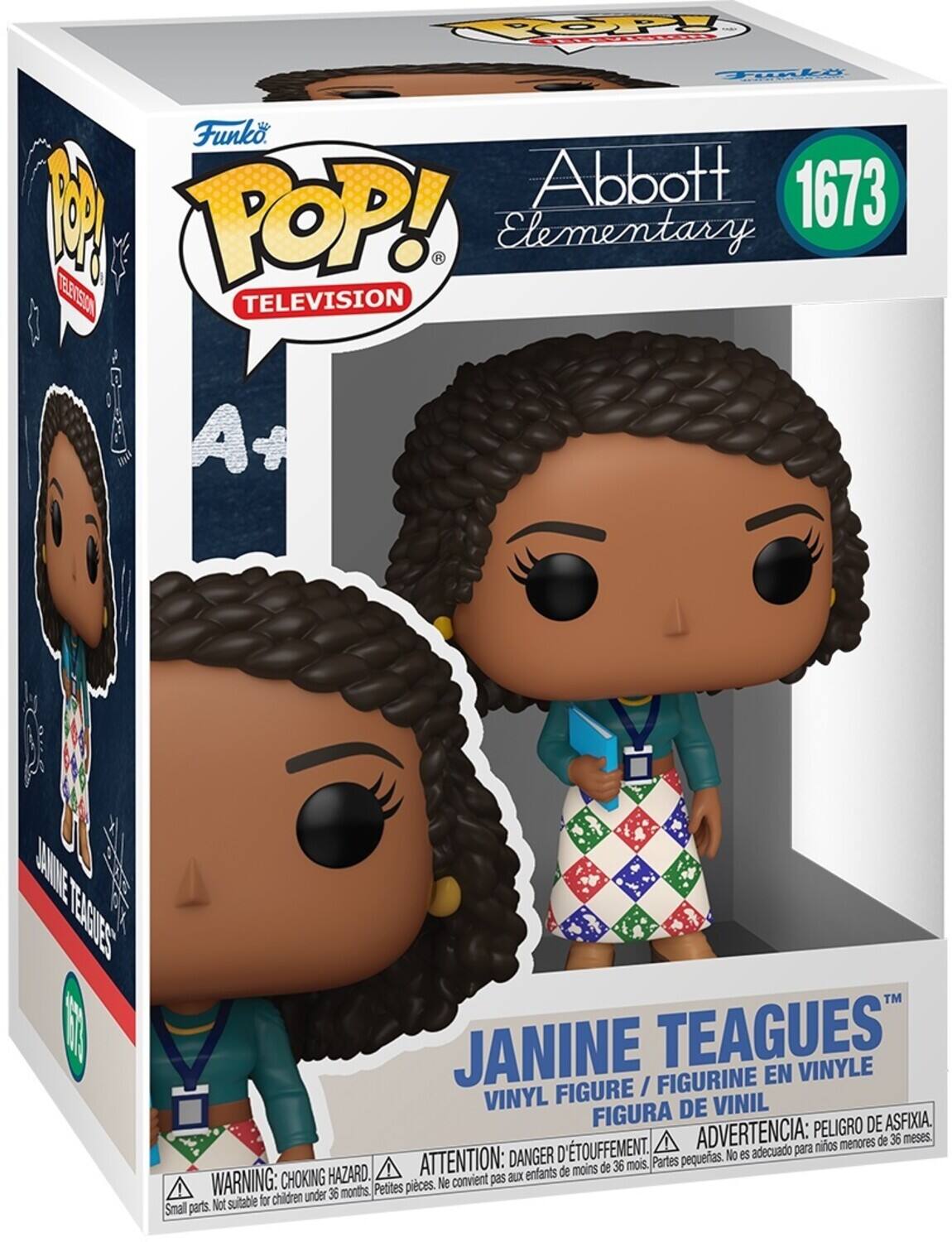 POP! Funko Abbott 1673 M POP! Elementary TEETSION TELEVISION A+ JAANNE TEAGITSS 0 JANINE TEAGUES VINYLE FIGURINE EN FIGURE / VINYL DE VINIL FIGURA PELIGRO DE ASFIXIA. D'TOUFFEMENT. ADVERTENCIA: para nios menores de 36 meses. DANGER pequeras. No es adecuado HAZARD. A ATTENTION: aux enfants de moins de 36 mois, Partes WARNING: CHOKING Petites pieces. Ne convient pas children under 36 months. Not suitable for Small parts.