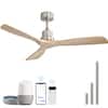 Front. Sofucor - 52'' Smart Ceiling Fan No Light with Remote/APP/Alexa Control 3 Wood Blades Propeller Large Airflow DC Farmhouse Fan - Silver.