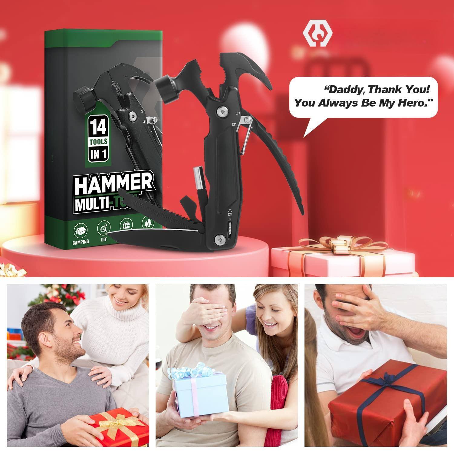 14 TOOLS IN 1  
HAMMER MULTI-TOOL  
CAMPING DIY  

"Daddy, Thank You! You Always Be My Hero."